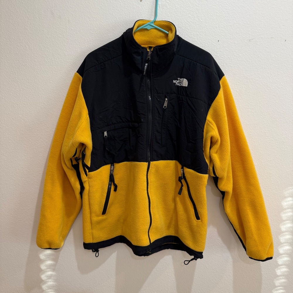 The North Face Denali Fleece Jacket Mens Large Yellow Black Vintage Full Zip